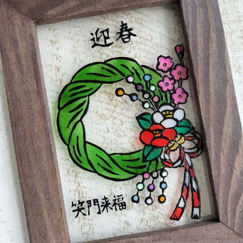 149 ステンドグラス バラのウェルカムボード アクリルスタンド付き 149