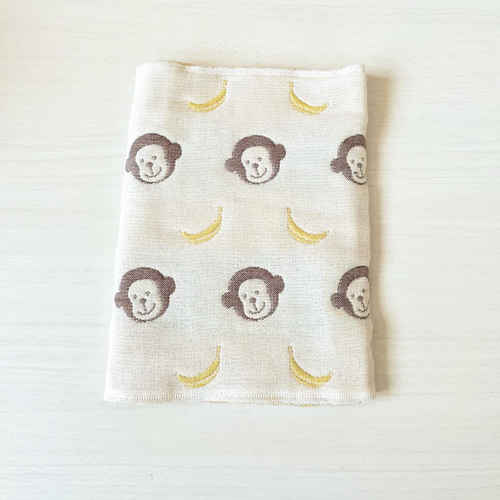 ハンドメイドガーゼハンカチ fuwara 8重 おさるさん ハート