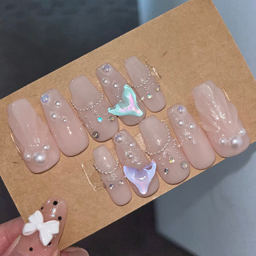 No.50】うるうるマーメイド♡キラキラ ネイルチップ 夏 真夏 海 マリン  