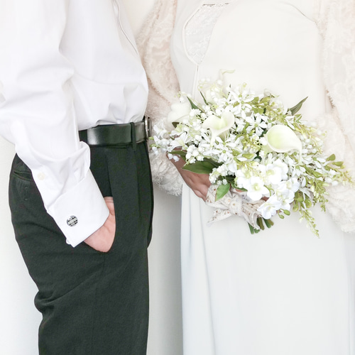 ブートニア付】しあわせあふれるすずらんのウェディングブーケ＊結婚式