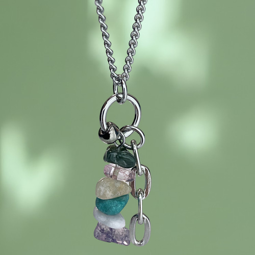 ハンドメイド♡necklace天然石set no.240］天然石-overlap- ネックレス ／ シンプル メンズ シック