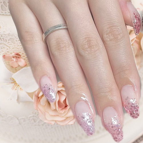 No.52】ピンクグラデーション♡ラメ キラキラ 夏 ネイルチップ たこね  