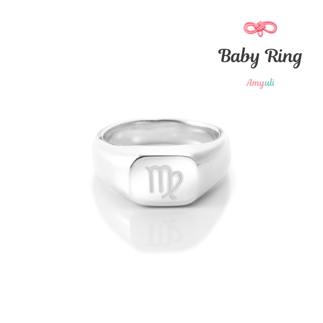 【ベビーリング】四角印台 星座｜Pt950・K18《送料無料》