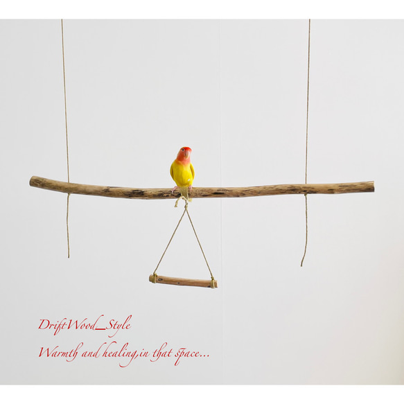 流木インテリア  シンプルな天然流木の小鳥の止まり木 吊り下げタイプ インコ 鳥 ブランコ 自然木 No.16 6枚目の画像