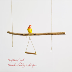 流木インテリア  シンプルな天然流木の小鳥の止まり木 吊り下げタイプ インコ 鳥 ブランコ 自然木 No.16 1枚目の画像