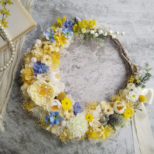 初夏のリース◇サマーリース◇ハーフリース◇ドライフラワーリース