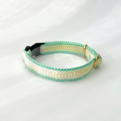 ミックス　ハートチャーム　猫さんにやさしい首輪【かぎ針編み　猫の首輪　猫　首輪　セーフティバックル　アジャスター　軽い】 11枚目の画像