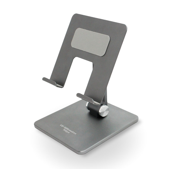 iPad スタンド 卓上 、角度 高さ調整、 縦置き、横置き可能 アルミ合金製 折りたたみ ホルダー (スペースグレー) 1枚目の画像