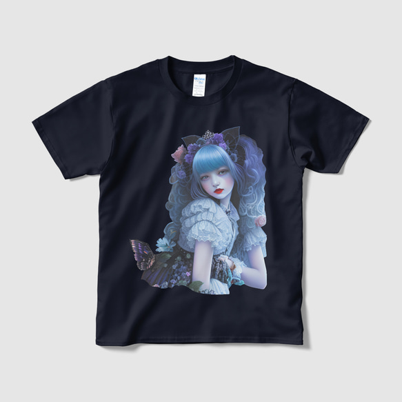 シルエットVer.】ゴシック調のメイド服で黒い猫耳と青い髪がゆめ  