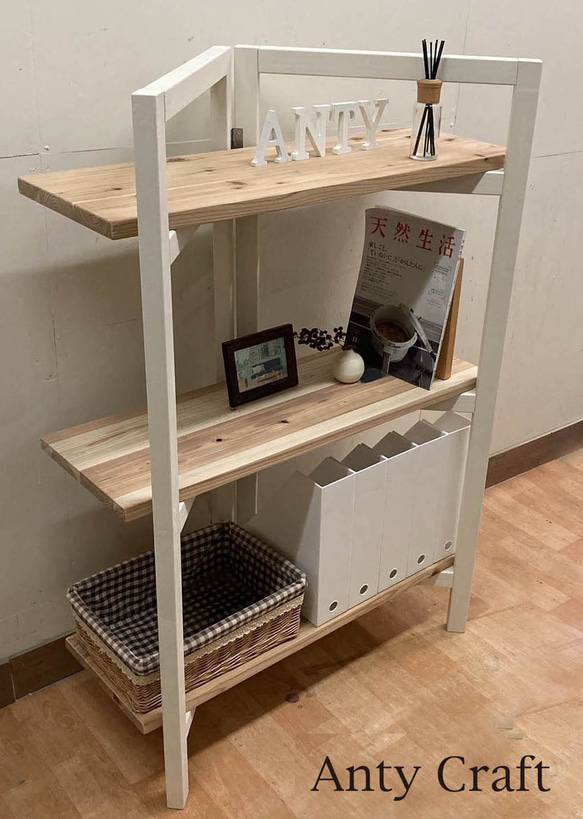 サイズオーダー可】折りたためる！3段収納棚 飾り棚 フリマ