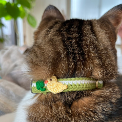 ひよこ　猫さんにやさしい首輪【かぎ針編み　猫の首輪　猫　首輪　セーフティバックル　アジャスター　軽い　やわらかい】 5枚目の画像