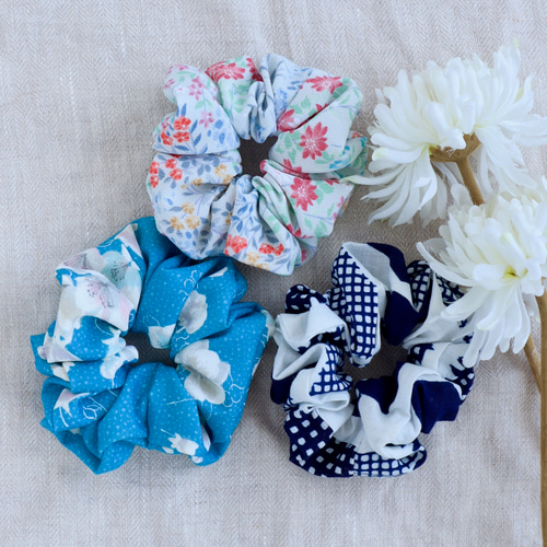 シュシュ ヘアゴム 爽やかブルー