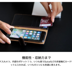 衝撃防止 手帳型 スマホ ケース 本革 カバー iPhone15 14 13 Pro MAX [FB1 ブラック] 10枚目の画像