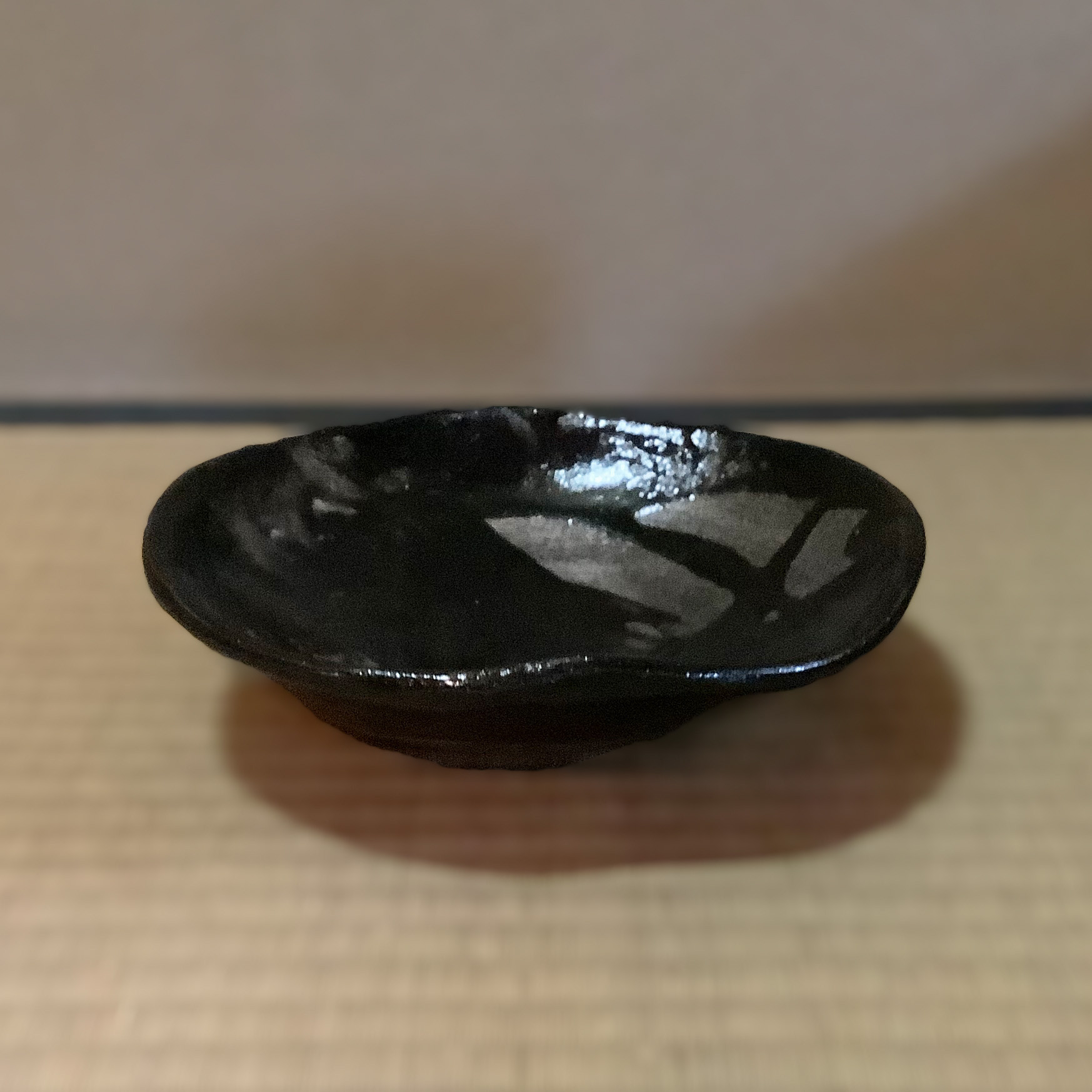 楽入窯製◇黒楽　皿鉢◇ 楽焼　手描き　茶道具　盛り鉢