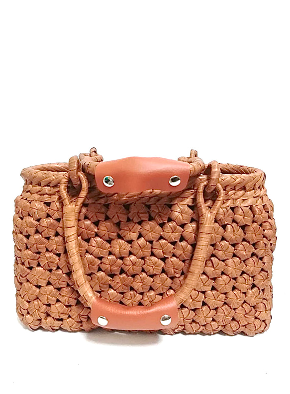 山葡萄バッグ楕円ニ段花結び 山葡萄バッグ楕円ニ段花結び