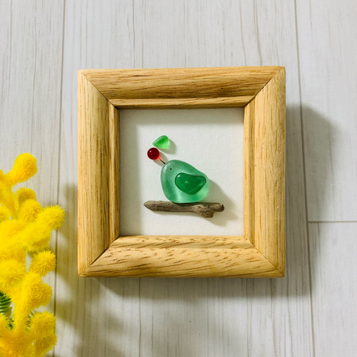 シーグラスアート 海の宝石 ガラス細工 小鳥雑貨 インテリア雑貨 壁掛け 置物 シーグラスアート 小鳥 海の宝石 北欧 ガラス細工 インテリア雑貨