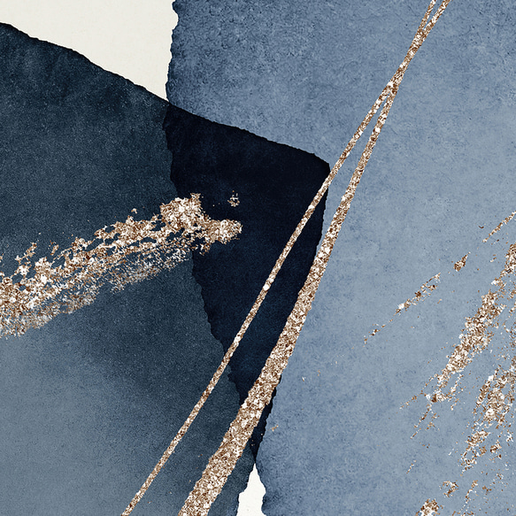現代抽象繪畫米色海軍藍色水彩風格/室內海報外國藝術 3 件套 / 5131 第6張的照片