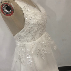 高質量！婚紗禮服3D立體蕾絲刺繡吊帶背心儀式 第2張的照片