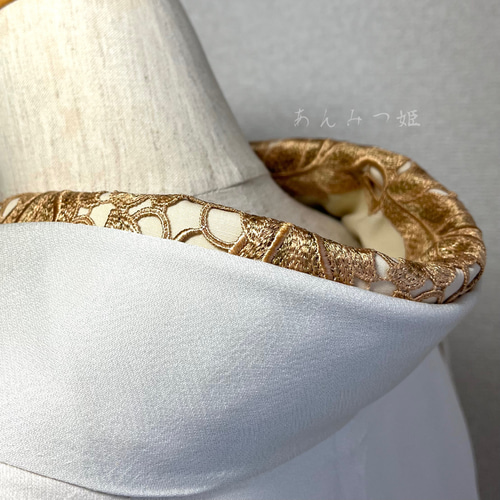 洗える刺繍半衿 金茶レース【ラスト】 和装小物(帯・半襟) 半 洗える刺繍半衿 金茶レース【ラスト】 和装小物(帯・半襟) 半