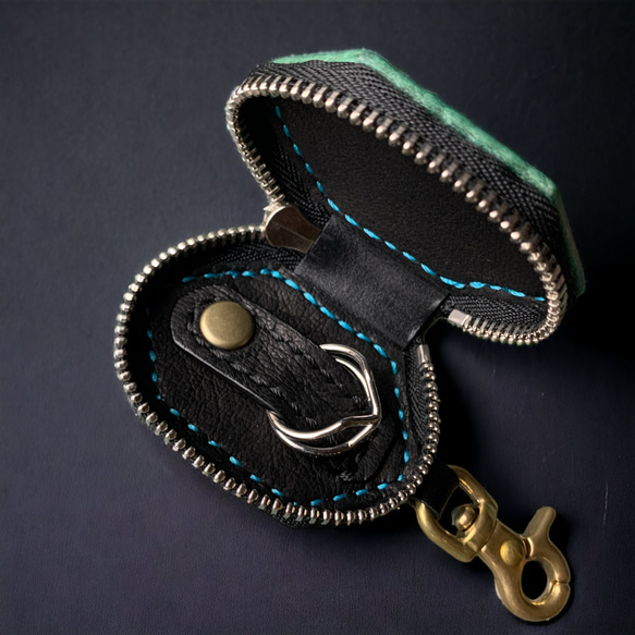 [Polyto] 皮革首飾戒指盒（Lugato 藍） 第5張的照片