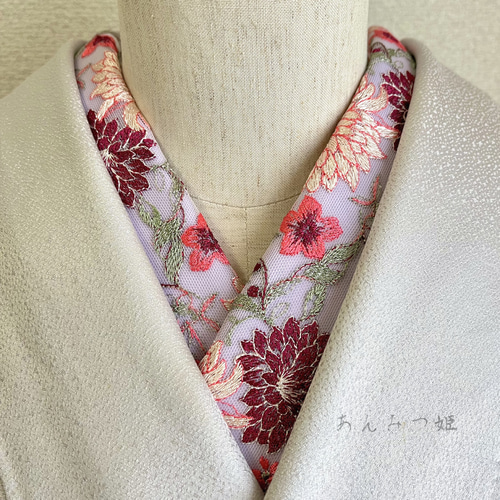 洗える刺繍半衿 菊花浪漫【ラスト】 和装小物（帯・半襟） あんみつ姫