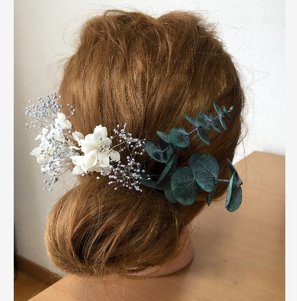 ドライフラワー髪飾り ヘッドドレス　ヘアアクセサリー　ウエディング　ブライダル　結婚式 成人式 卒業式 前撮り 3枚目の画像