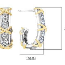 クロス 2カラー 高炭素ダイヤモンド シンプル キラキラ ゴージャス ラグジュアリー ピアス クール ゴールド ホワイト 6枚目の画像