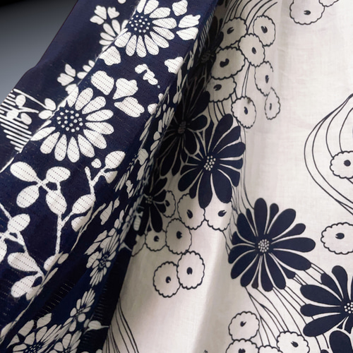 着物 リメイク リボン スカート 撫子色 × 花柄 & 藤色 × 松文様 着物 リメイク リボン スカート 撫子色 × 花柄 & 藤色 × 松文様