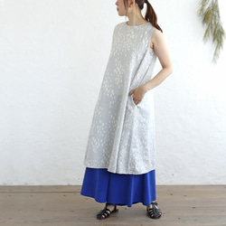 亞麻無袖連衣裙（天鵝絨/淡灰色）OP36。 第1張的照片