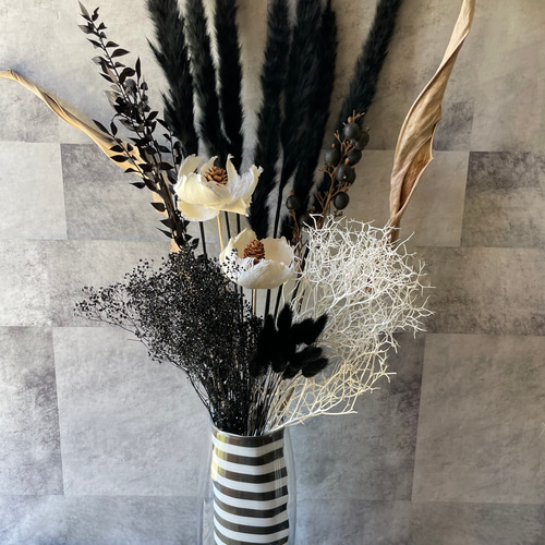 ドライフラワー花束ブーケスワッグインテリアプレゼントモノトーン