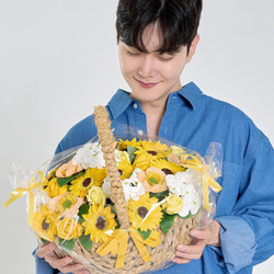 ソープフラワー ひまわり 花かご 30本タイプ フラワーギフト GIFT FOR YOU ギフトフォーユー 8枚目の画像