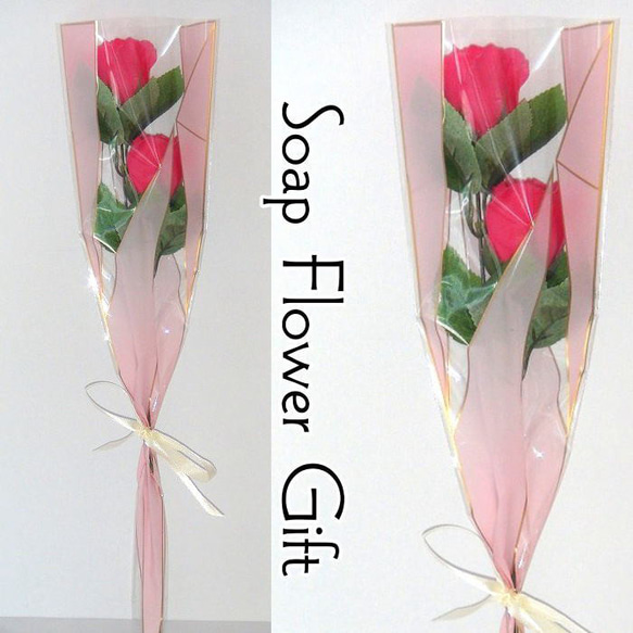 ソープフラワー 薔薇 花束 ２本 フラワーギフト GIFT FOR YOU ギフトフォーユー 1枚目の画像