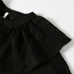 黑色 日系提花蕾絲襯衫 復古款寬松 圍領上衣 蕾絲衫 M-4XL 第14張的照片
