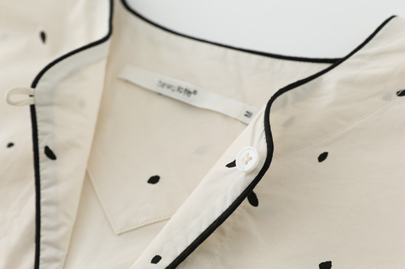 オフホワイト レトロ 不規則プリント ドレス ピュア コットン プレス ハーフスリーブ ルーズ ドレス 12枚目の画像