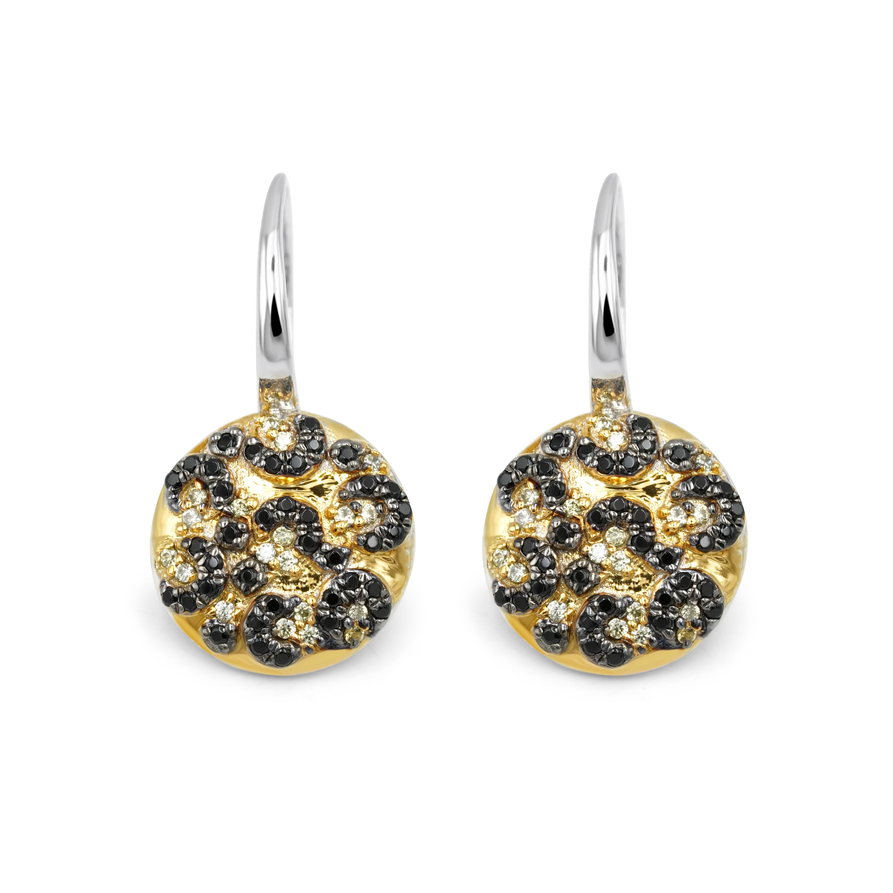 ヒョウ柄パヴェフープピアス 即発送可 230727-001