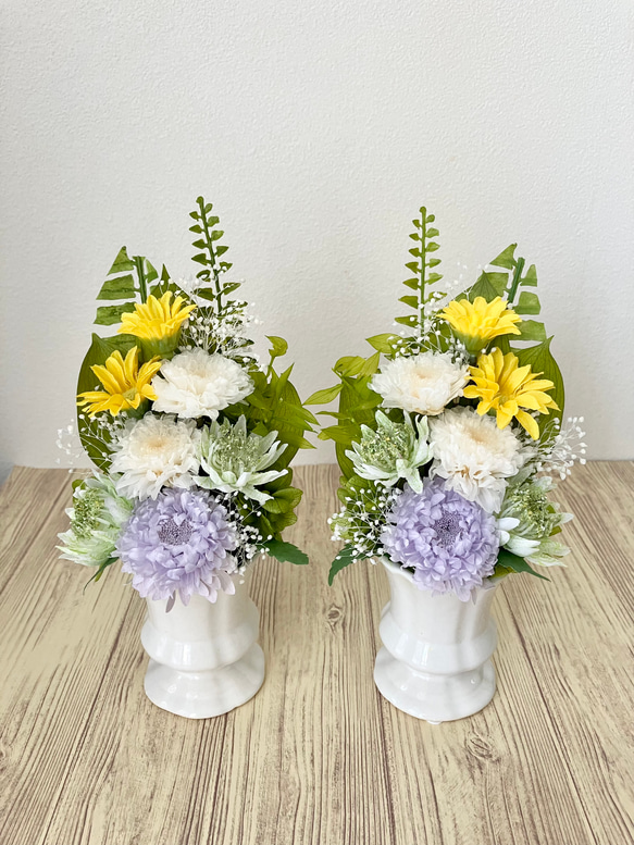 B 127z 仏花アレンジ一対 お墓花 お供え花 造花 B 127z 仏花アレンジ