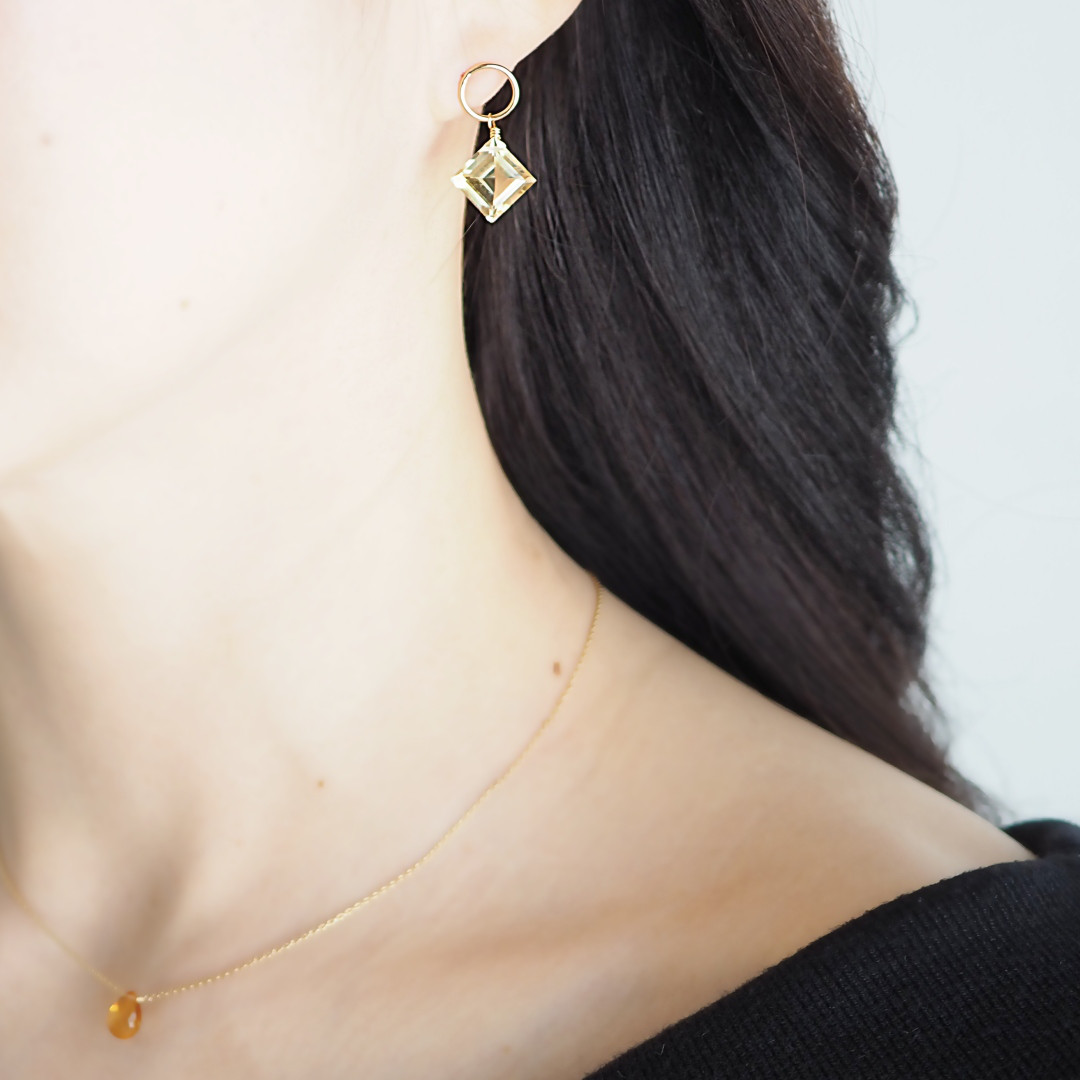 シトリンピアス / 11月の誕生石 / 14KGF