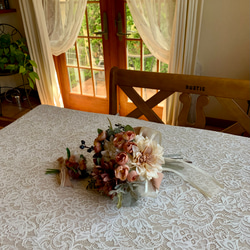ウエディングブーケ　ブートニア　SET  クラッチブーケ　造花　モーブピンク アンティーク 11枚目の画像