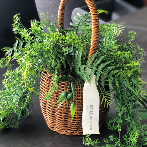 リラックス効果】グリーンバスケット フェイクグリーン 観葉植物 多肉