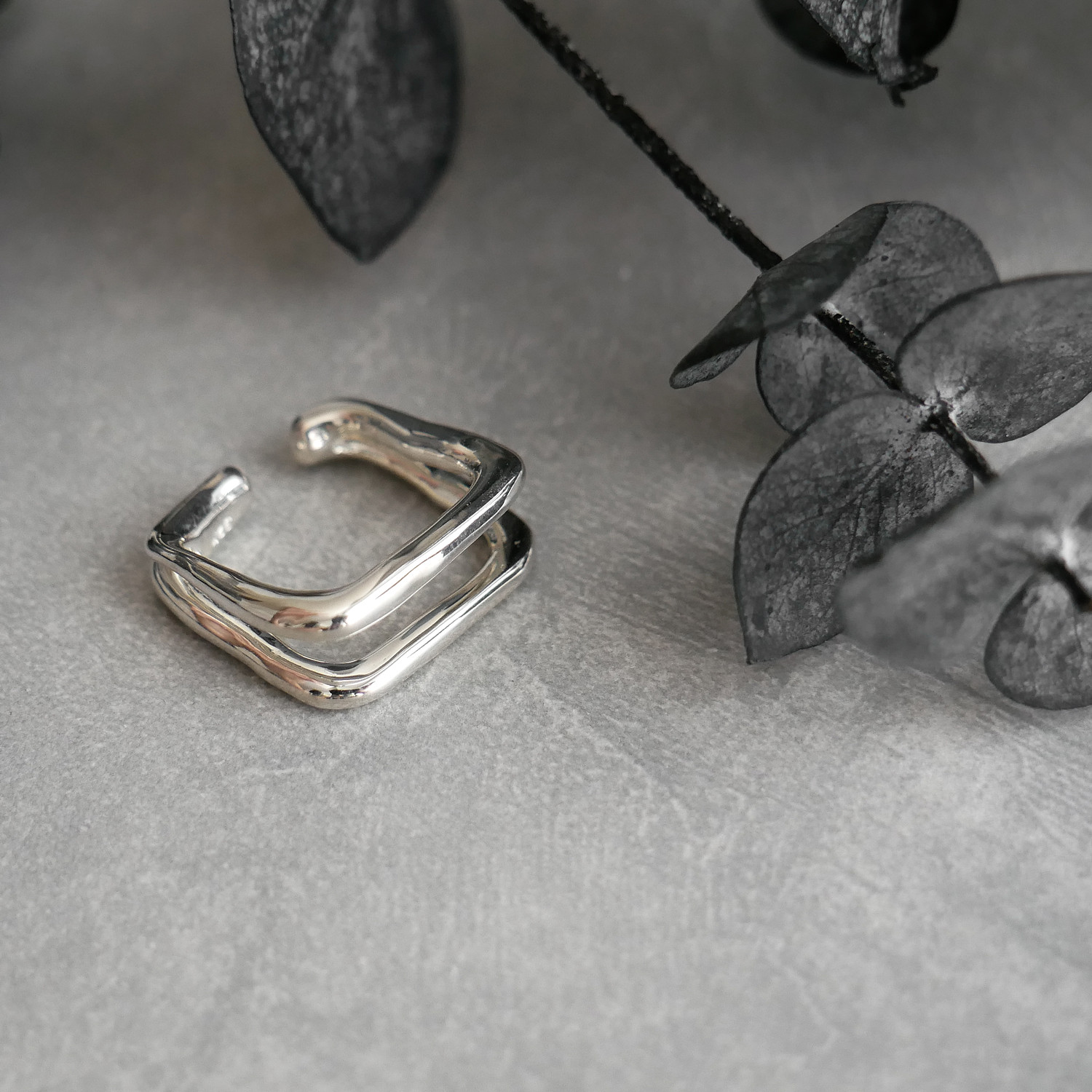 【再販・2WAY】スワッグイヤカフ 2連スクエア / silver　C143