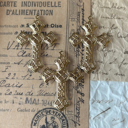 【3個】十字架 透かしパーツ チャーム ゴールド 真鍮 コネクター 2枚目の画像