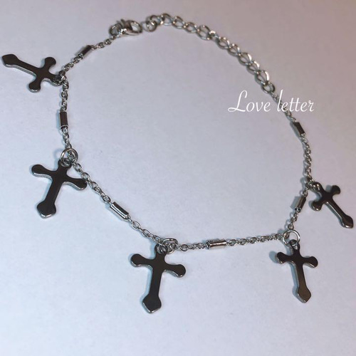 十字架チェーンブレスレット 韓国 地雷 パンク 病みかわ ブレスレット