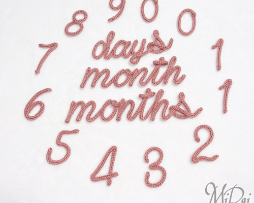 ウールレター 月齢フォト set 数字 month days ｶﾗﾌﾙ 雑貨