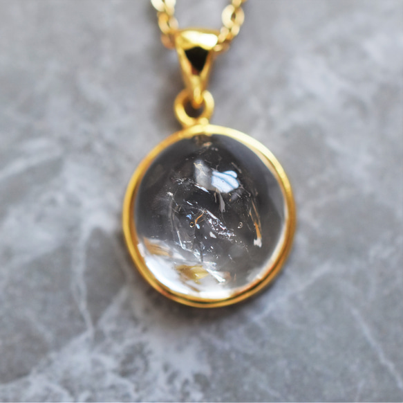 1点もの・C】希少石！ 水入り水晶(クリスタル） ゴールドサージカル