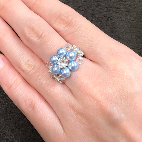 パールフラワー〜ライトブルー〜【クリスタル パールと