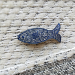 刺繡髮夾「魚」（皮革）*6種 第6張的照片