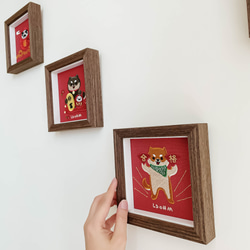 【合格祈求】柴犬 刺繡畫|實木框|附包裝 第6張的照片