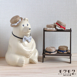 しろくま貯金箱の夏仕度＊カンカン帽と蝶ネクタイの着せ替えセット