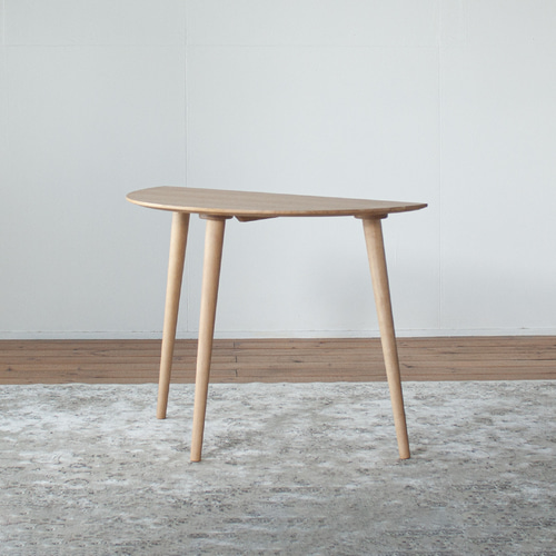 オーク材のハーフラウンドダイニング［90cm] 素材を選べます。セミ