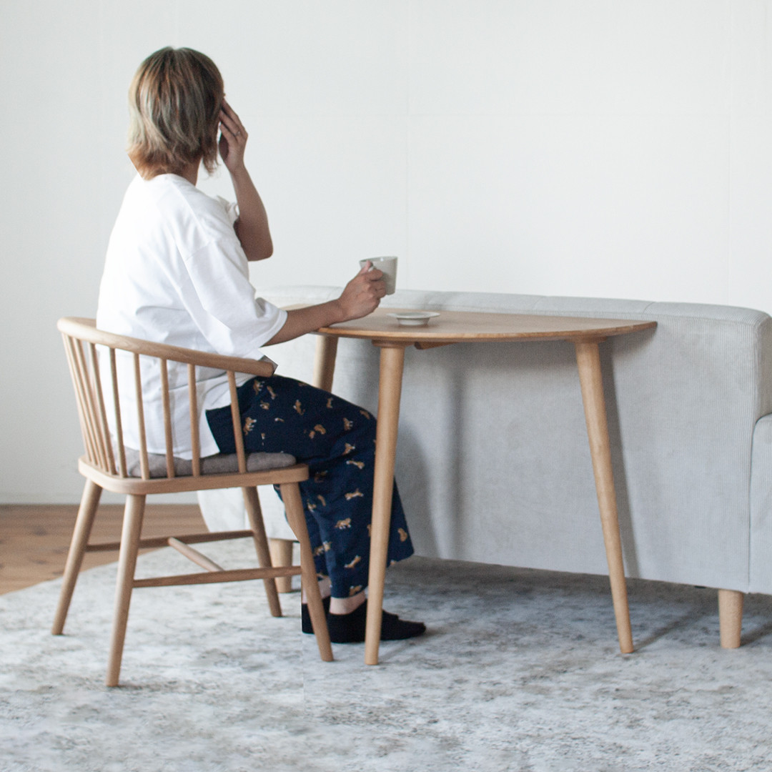 オーク材のハーフラウンドダイニング［90cm] 素材を選べます。セミオーダー 天然突板 日本製 24,000円